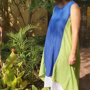 23S14 Long Two-Color Tunic Dress