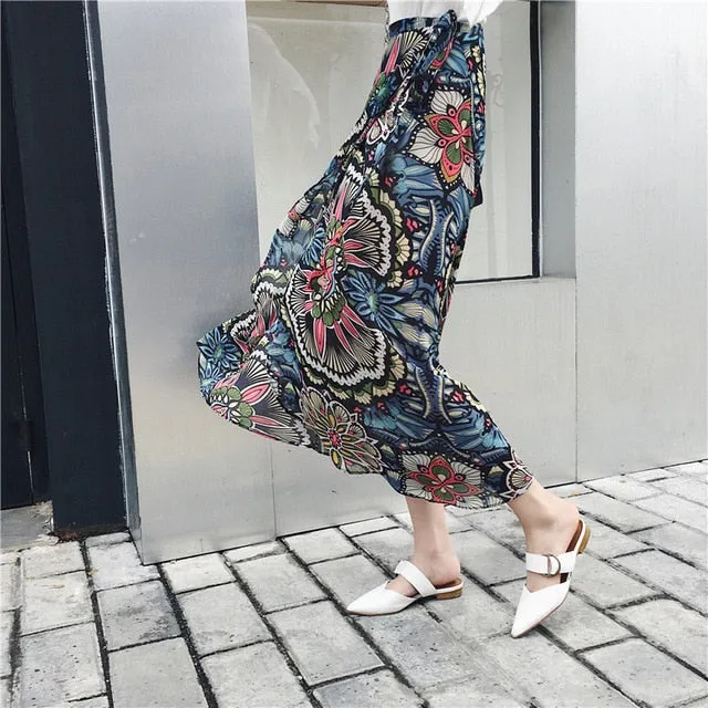25 Colors 2019 Bohemian High Waist Floral Print Summer Skirts for Womens FREE SHIPPING