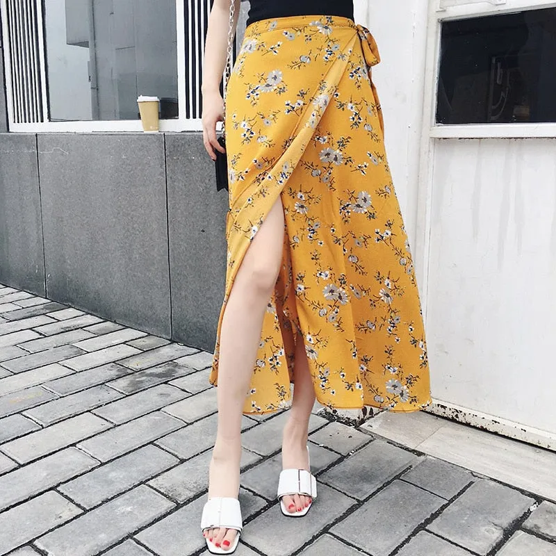 25 Colors 2019 Bohemian High Waist Floral Print Summer Skirts for Womens FREE SHIPPING