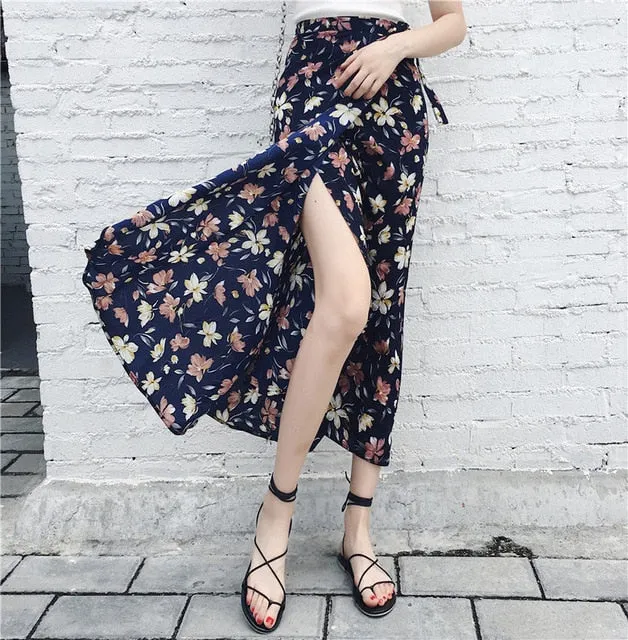 25 Colors 2019 Bohemian High Waist Floral Print Summer Skirts for Womens FREE SHIPPING