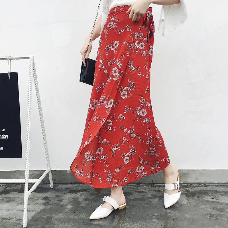 25 Colors 2019 Bohemian High Waist Floral Print Summer Skirts for Womens FREE SHIPPING