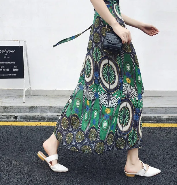 25 Colors 2019 Bohemian High Waist Floral Print Summer Skirts for Womens FREE SHIPPING