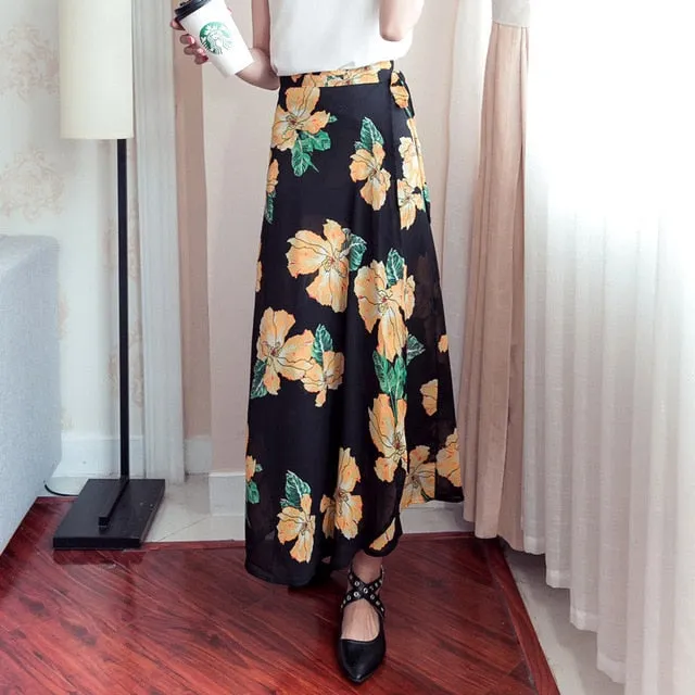 25 Colors 2019 Bohemian High Waist Floral Print Summer Skirts for Womens FREE SHIPPING