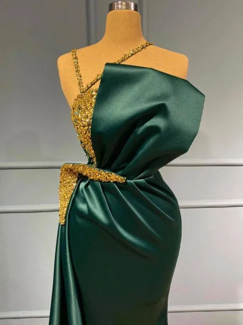 Beautiful evening dresses long green | Prom dresses in glitter