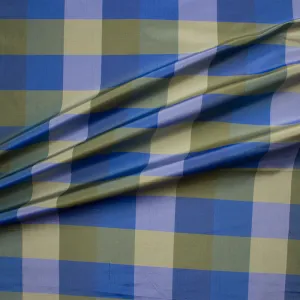 Blue/Green Checkered Silk Shantung