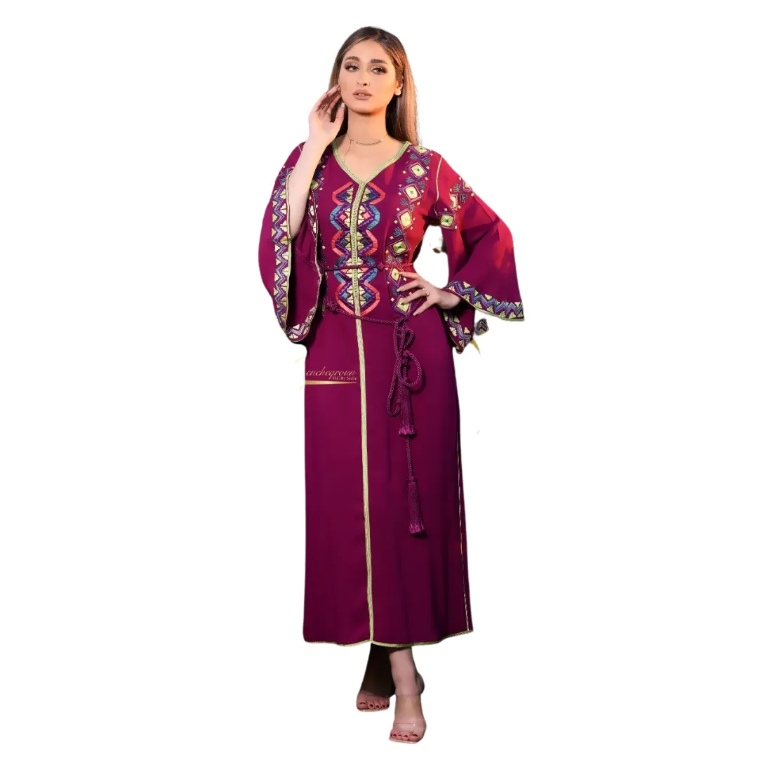 Deep Purple Embroidered Kaftan