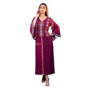 Deep Purple Embroidered Kaftan