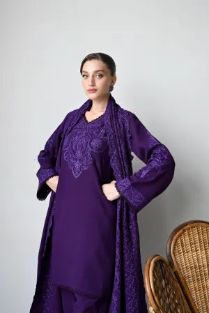 DEEP PURPLE LUXURY EMBROIDERED KARANDI SET (NEL-24633)