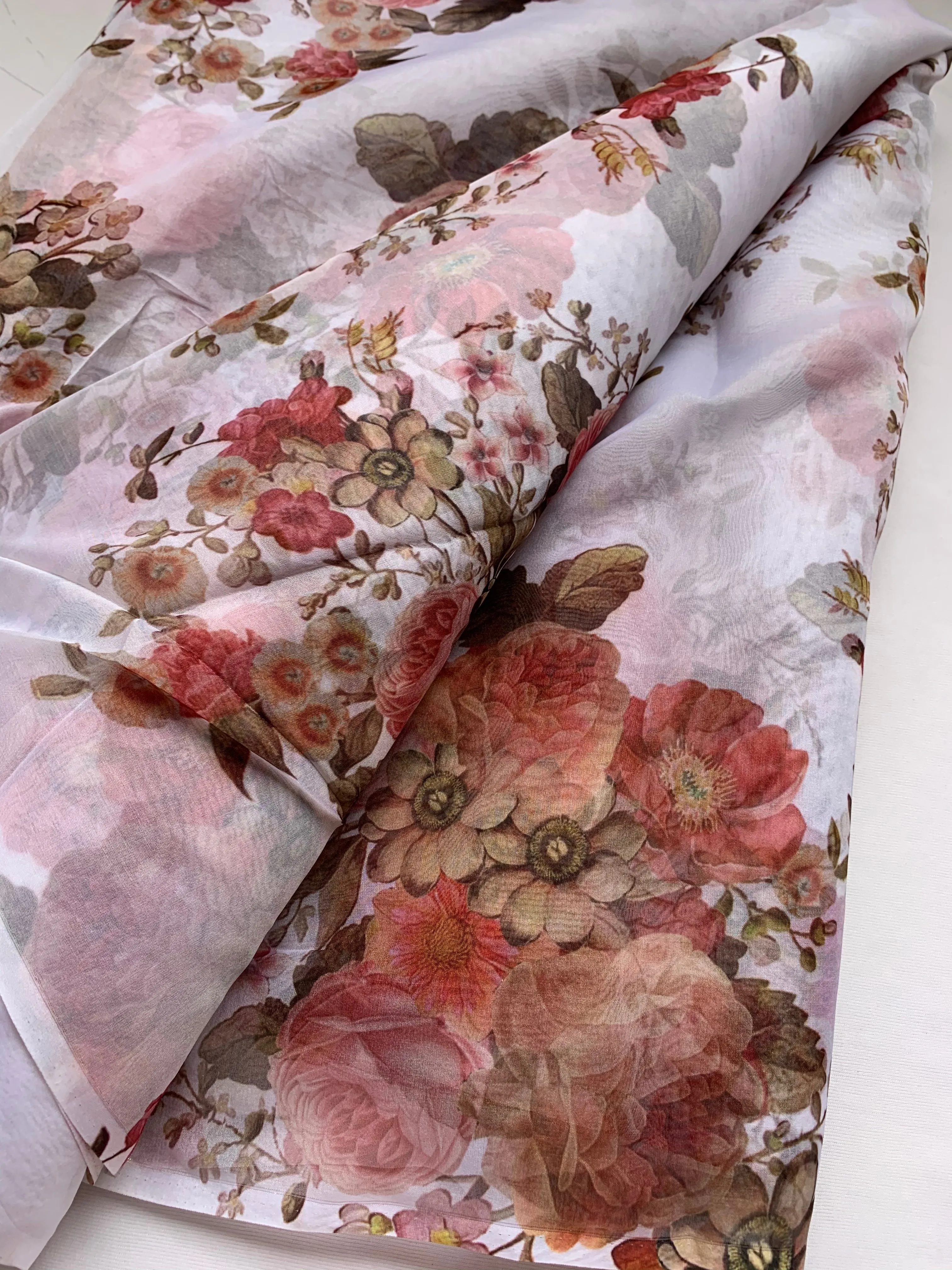 Digital floral Printed organza fabric 80 cms cut