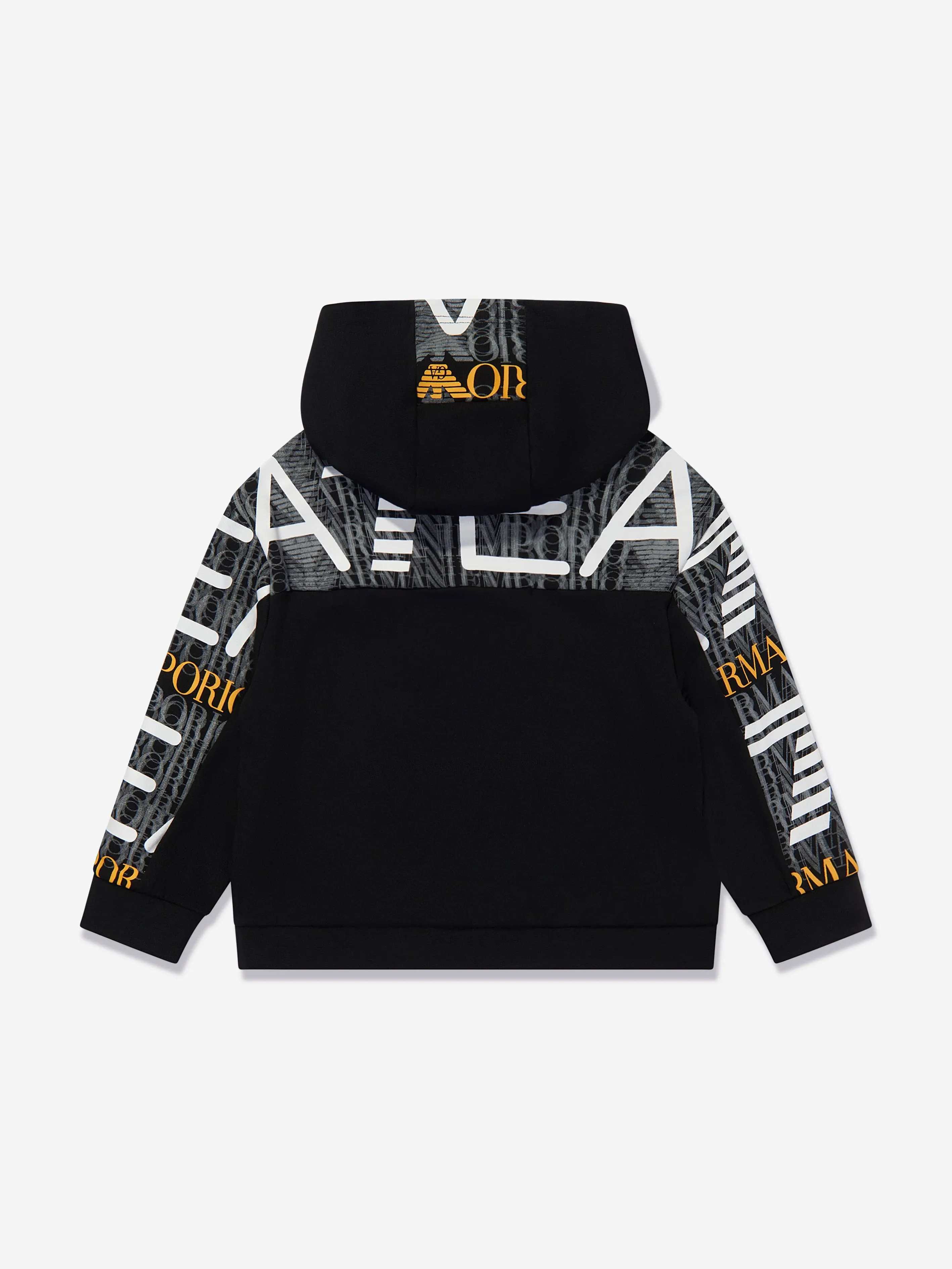 EA7 Emporio Armani Boys Graphic Sleeve Hoodie in Black