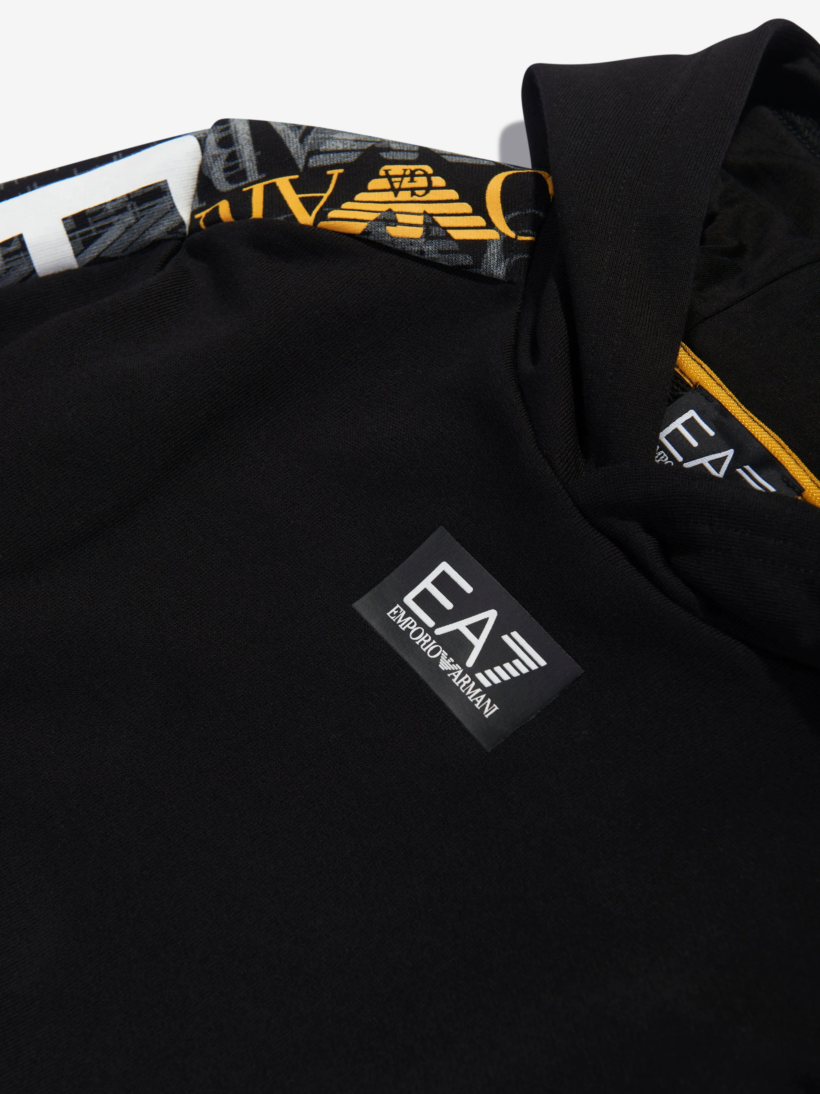 EA7 Emporio Armani Boys Graphic Sleeve Hoodie in Black