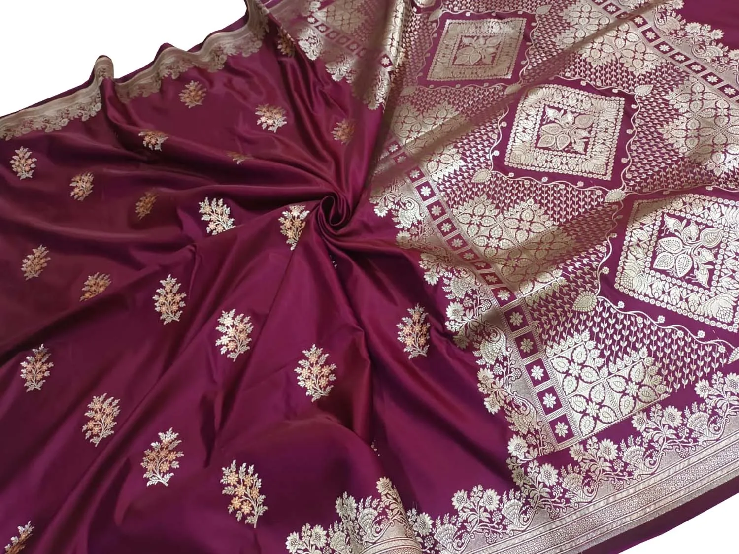 Elegant Maroon Banarasi Silk Saree
