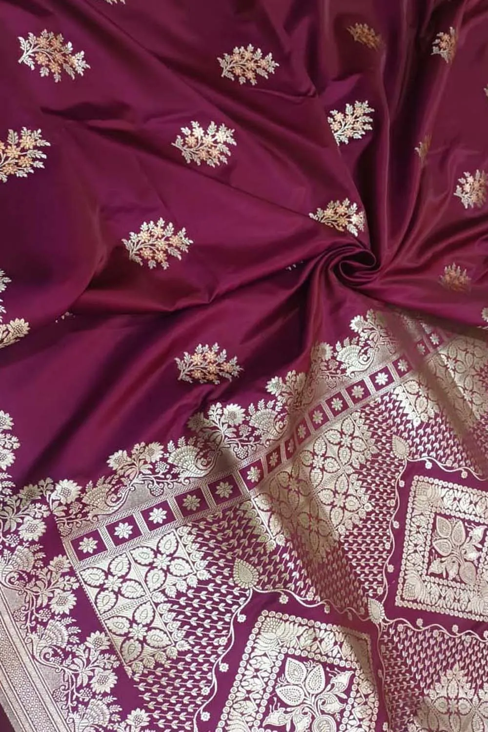 Elegant Maroon Banarasi Silk Saree