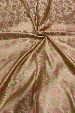 Elegant Pastel Banarasi Jamawar Resham Tanchui Silk Fabric ( 2.5 Mtr )
