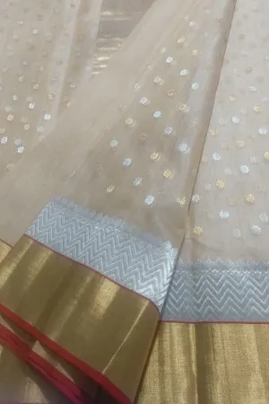 Elegant Pastel Chanderi Handloom Pure Katan Silk Saree