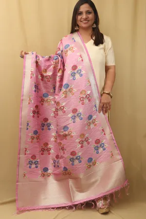 Elegant Pink Banarasi Silk Dupatta