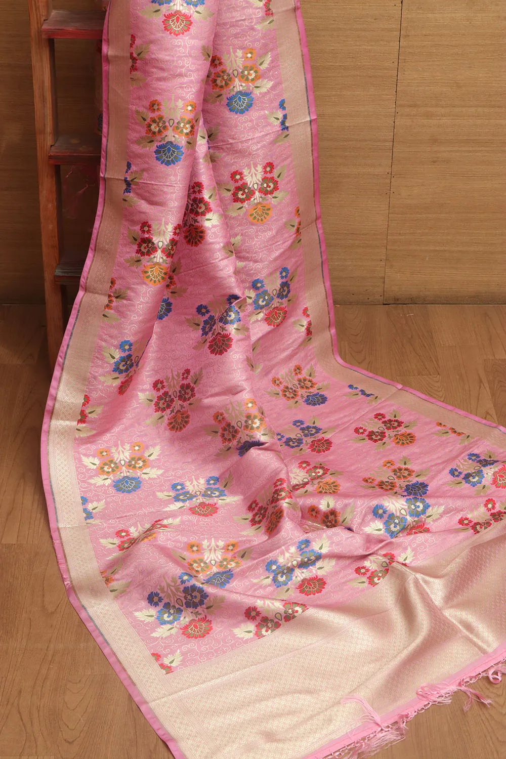 Elegant Pink Banarasi Silk Dupatta