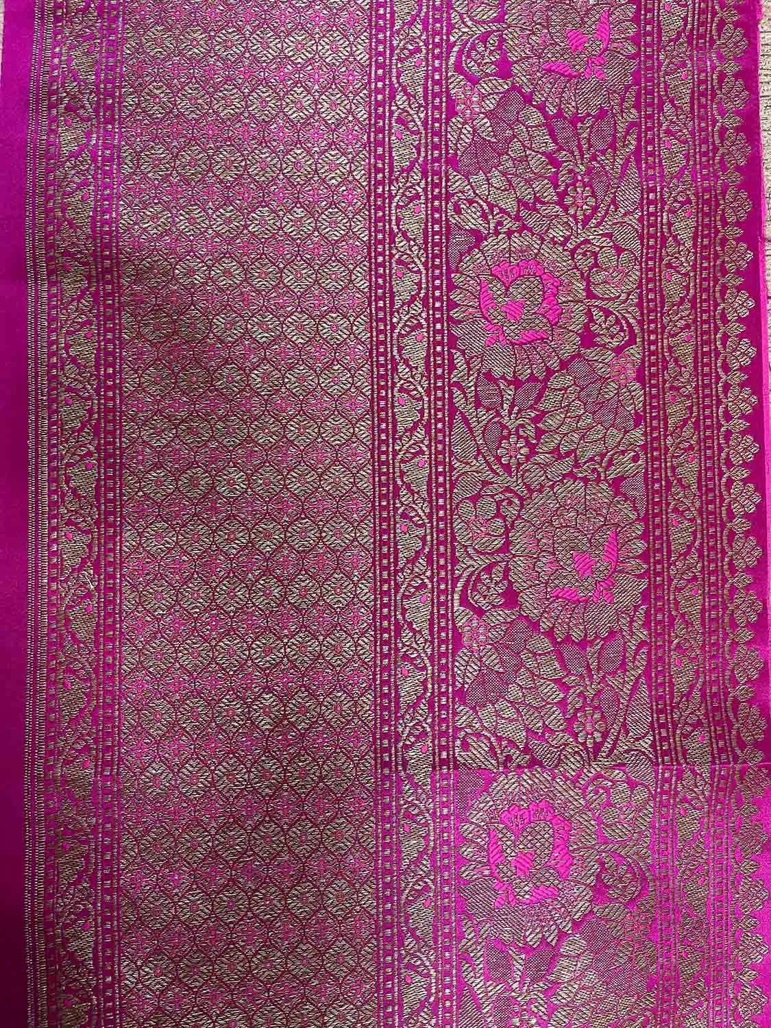 Elegant Pink Banarasi Silk Lace - 1 Mtr