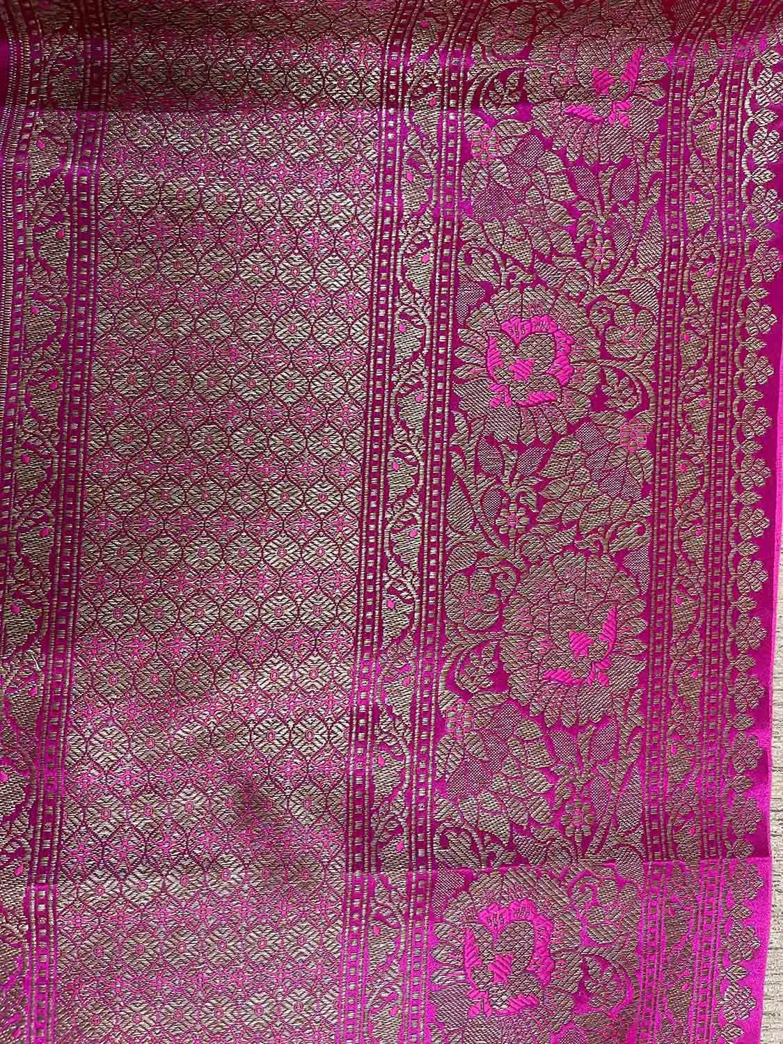 Elegant Pink Banarasi Silk Lace - 1 Mtr