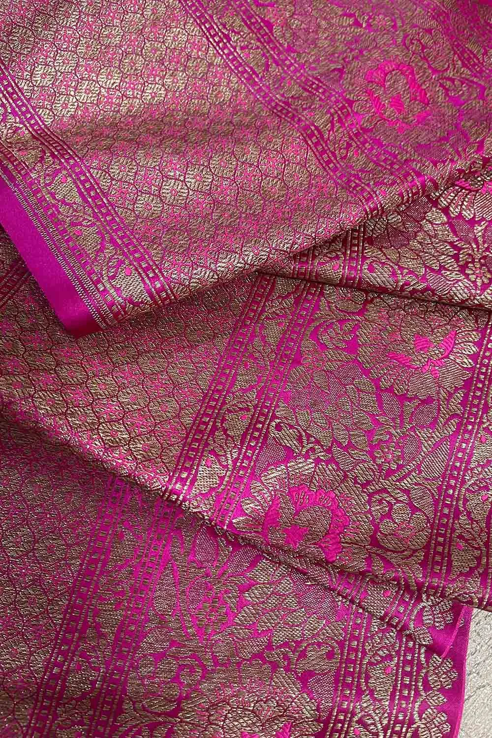 Elegant Pink Banarasi Silk Lace - 1 Mtr