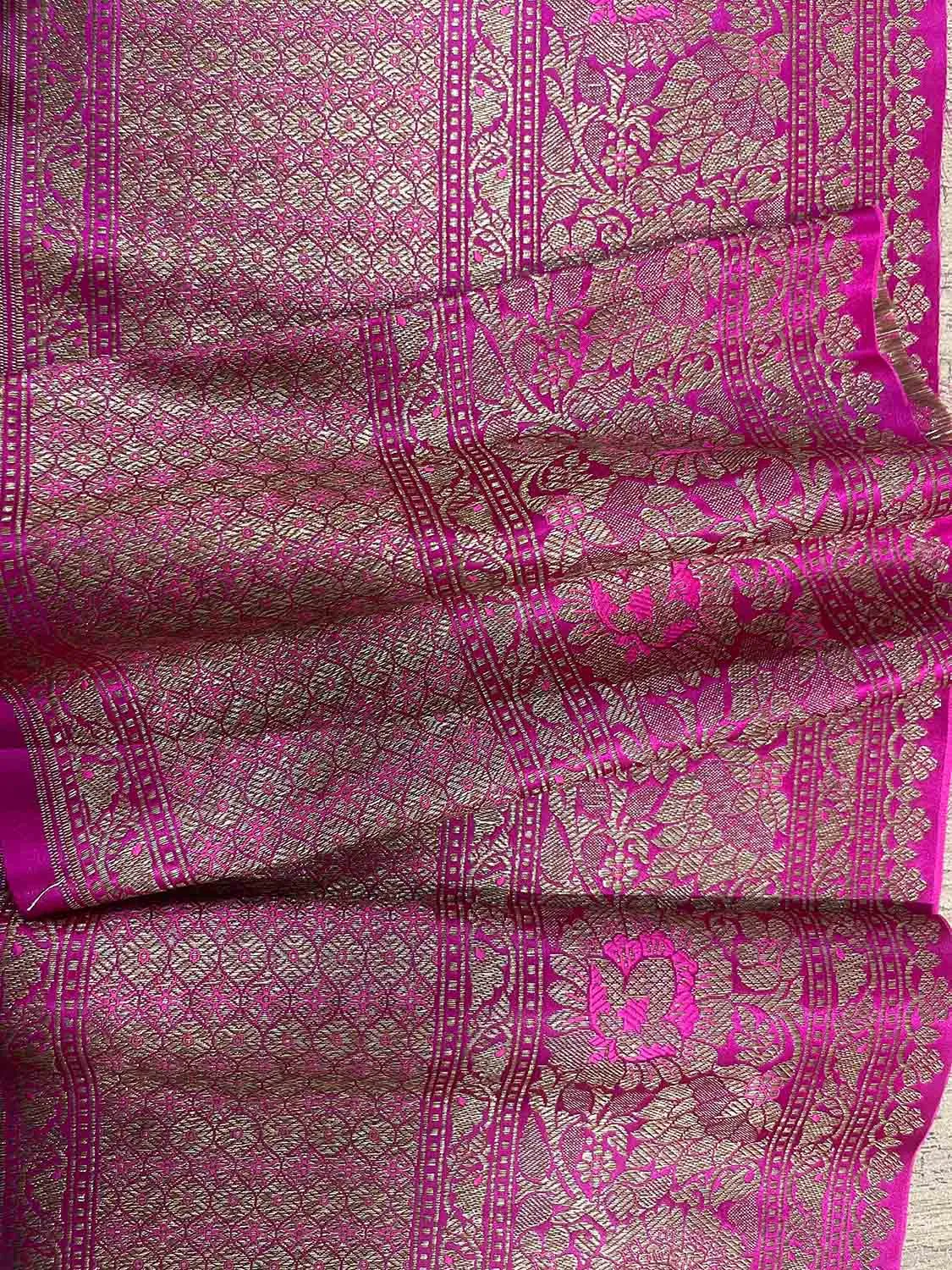 Elegant Pink Banarasi Silk Lace - 1 Mtr