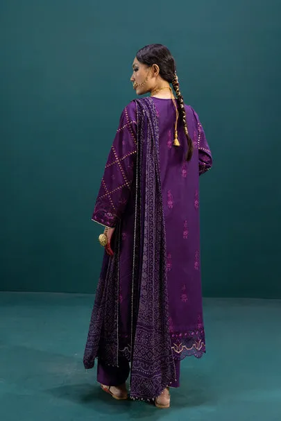 Elegant Purple Lawn Salwar Kameez Pakistani Eid Dresses