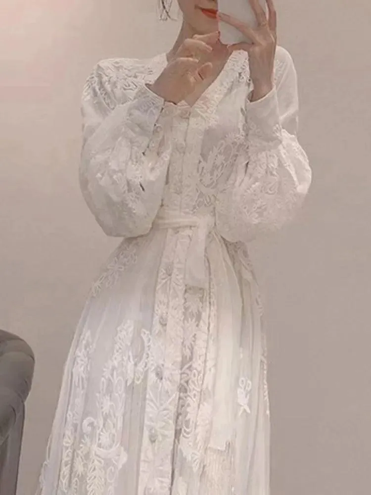 Fairy Style V-Neck Embroidered Dress