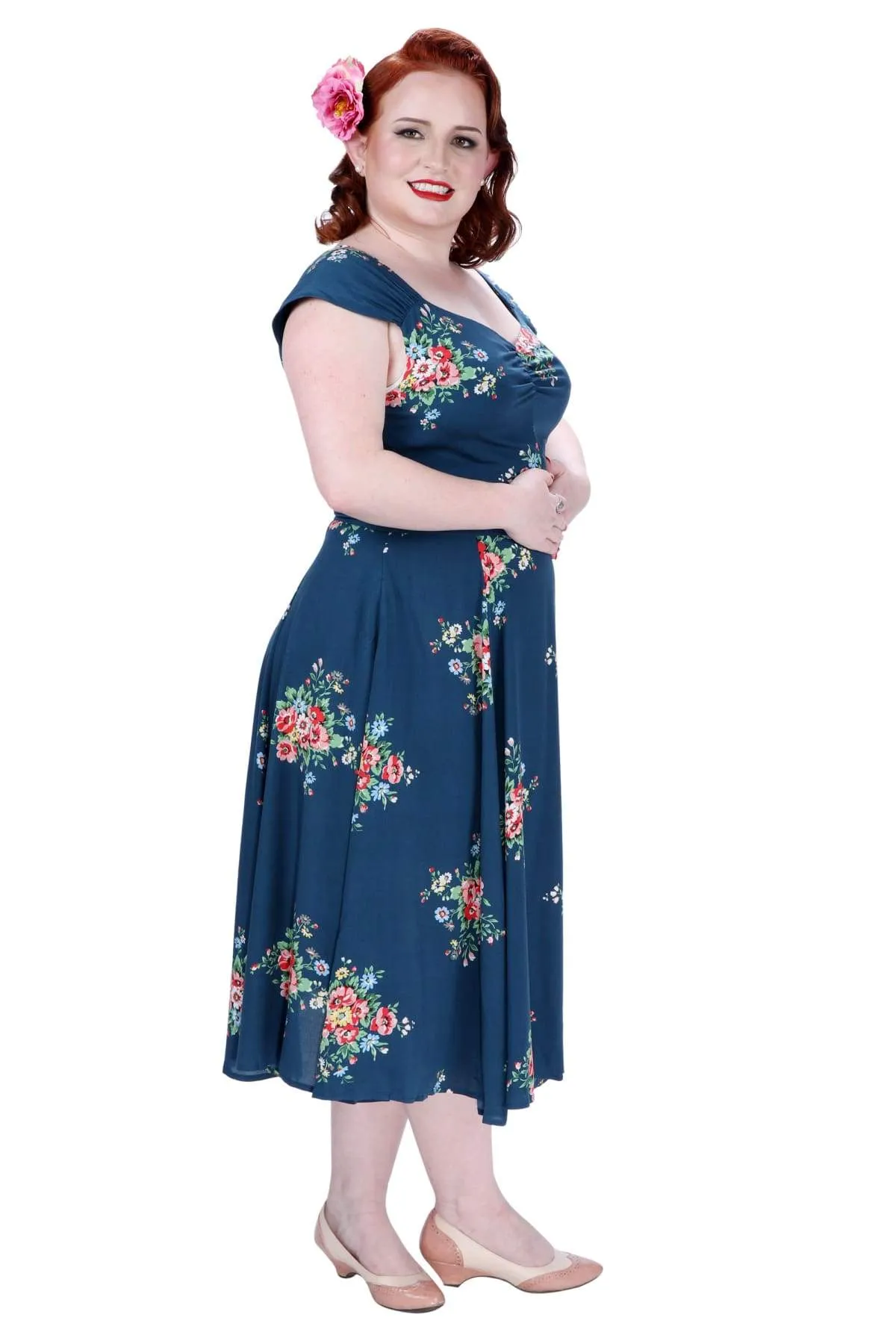 Flower Bouquet Teal Sweet Heart Dress