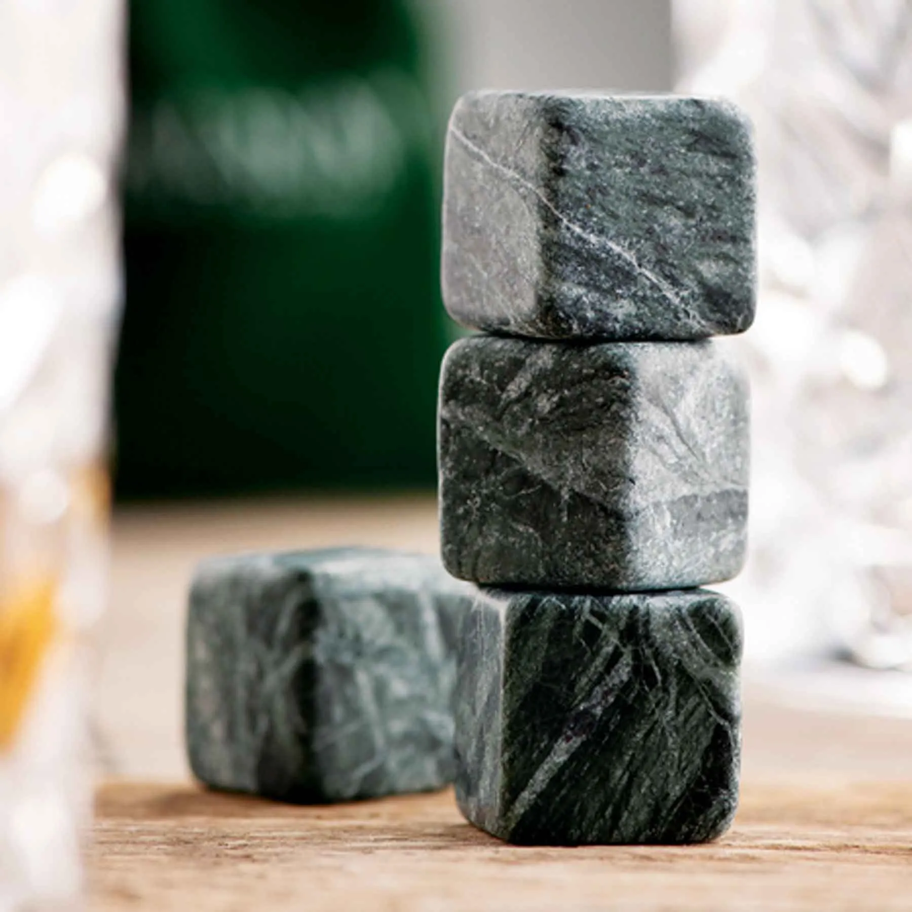 Galway Crystal Cooling Stones Set of 4 - Green Marble