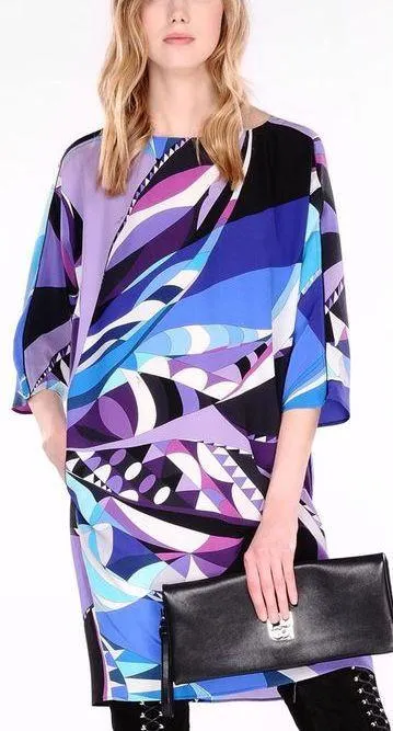 Geometric Abstract Printed Jersey Tunic Dress