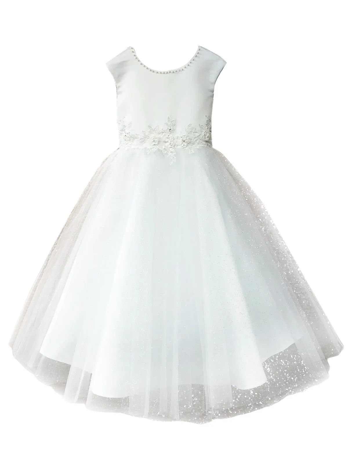 Girls Multi Colors 3D Embroidery Pearl Special Occasion Dress 2-16