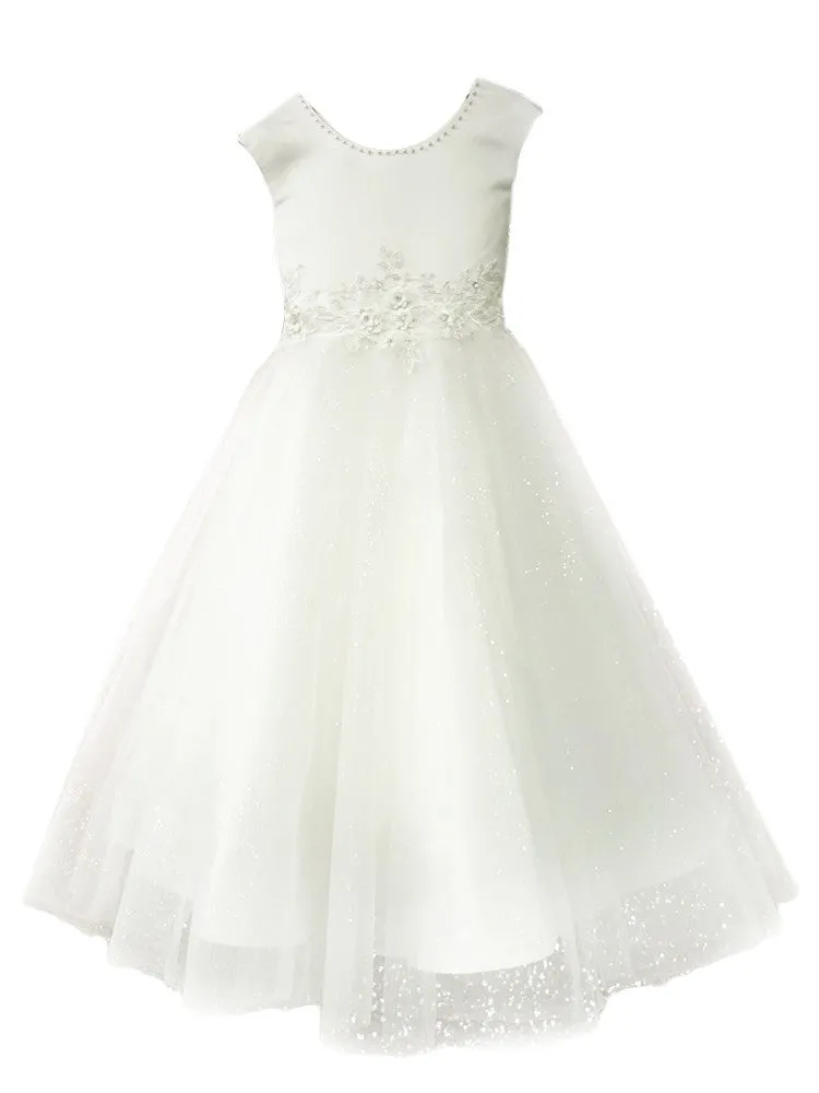 Girls Multi Colors 3D Embroidery Pearl Special Occasion Dress 2-16