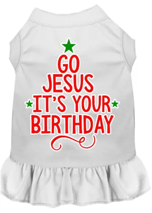 Go Jesus Screen Print Dog Dress White Sm (10)