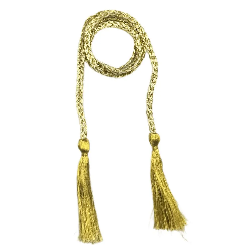 Golden Braided Cotton Cord Rope Waist Belt With Tassel