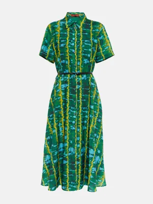 Green printed shirt dress