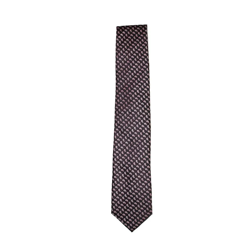 HEMLEY Micro Paisley Silk Tie BLACK/PINK
