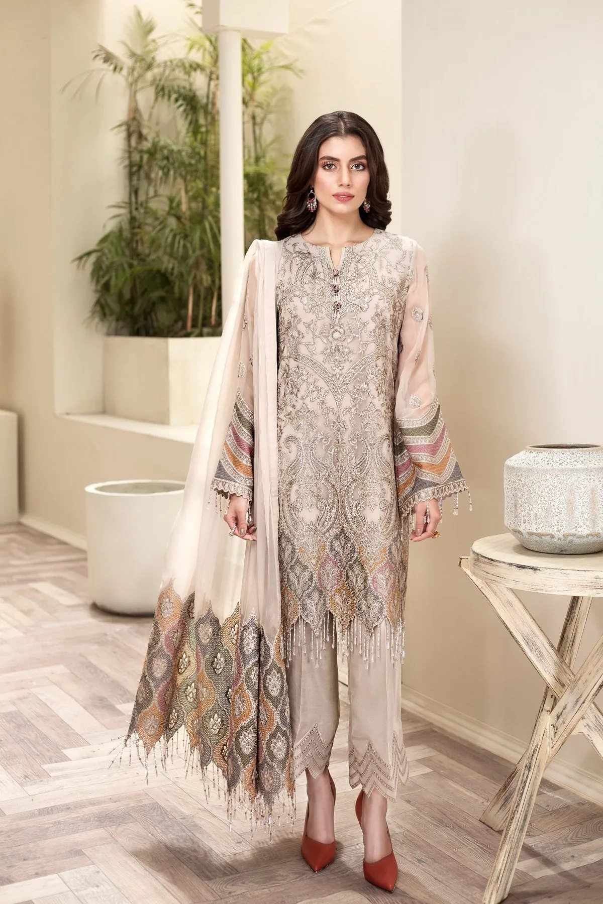 Jazmin Eid Dress in White Color #M0097