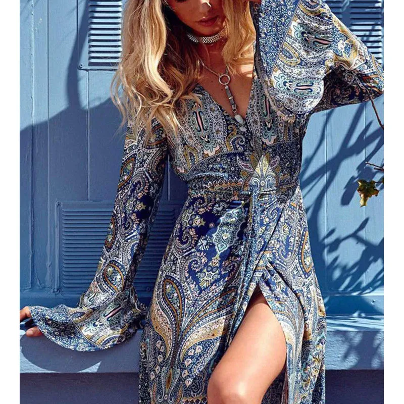 Long Sleeve Vintage Floral Maxi