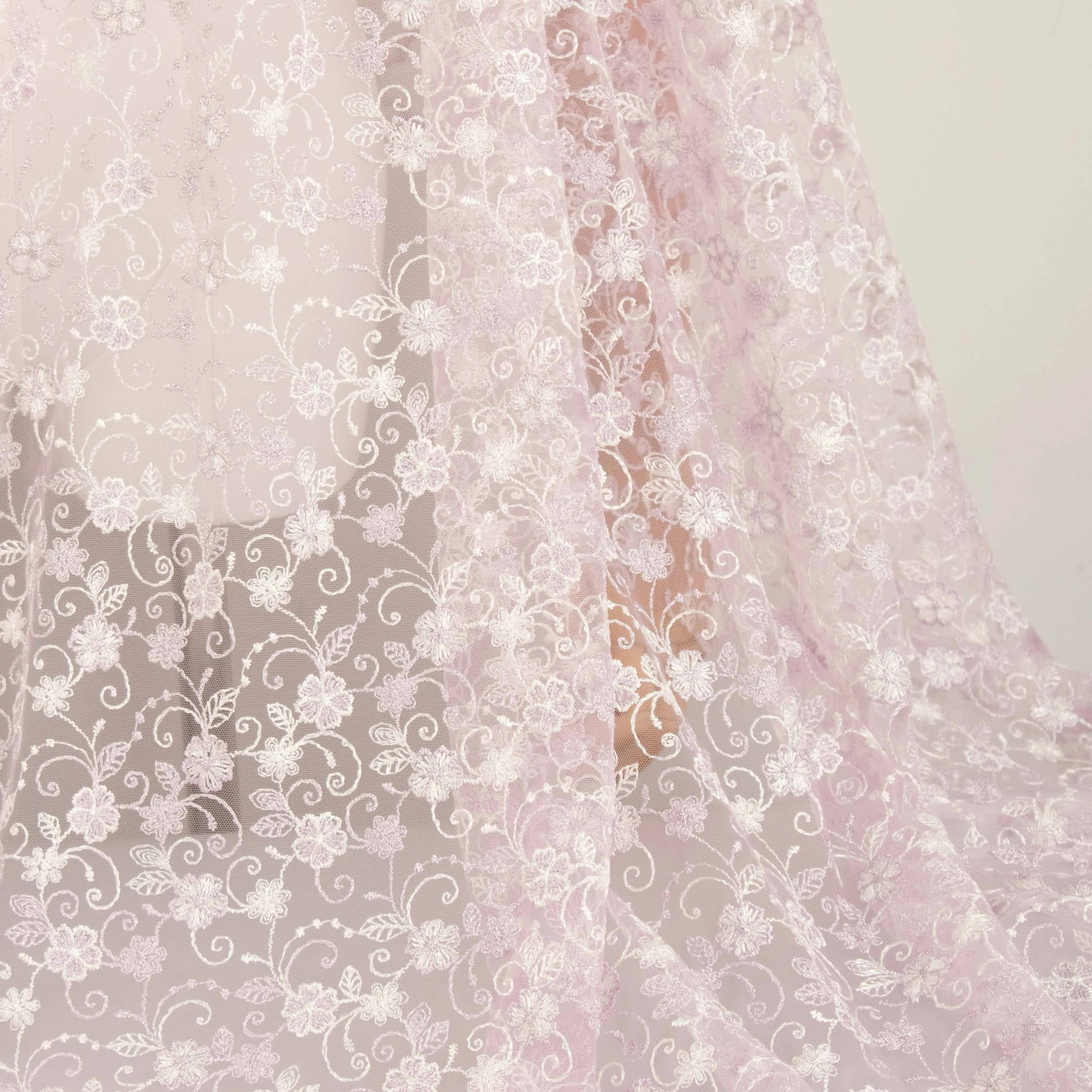 Metallic Floral Lace Design-2 Lilac