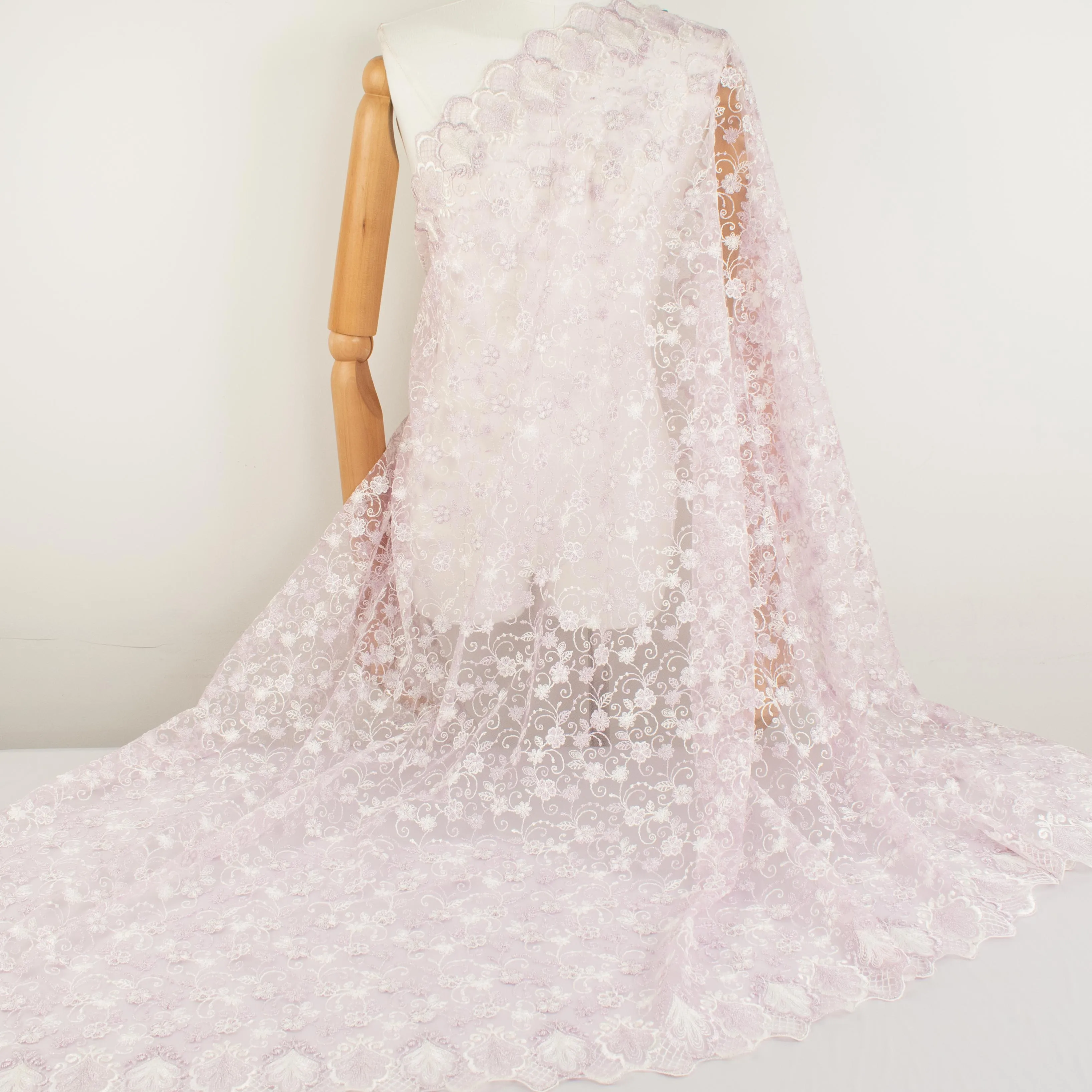 Metallic Floral Lace Design-2 Lilac