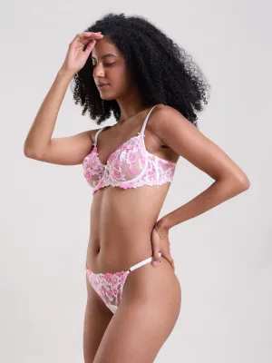 Mysthelle FLEUR PINK EMBROIDERED THONG