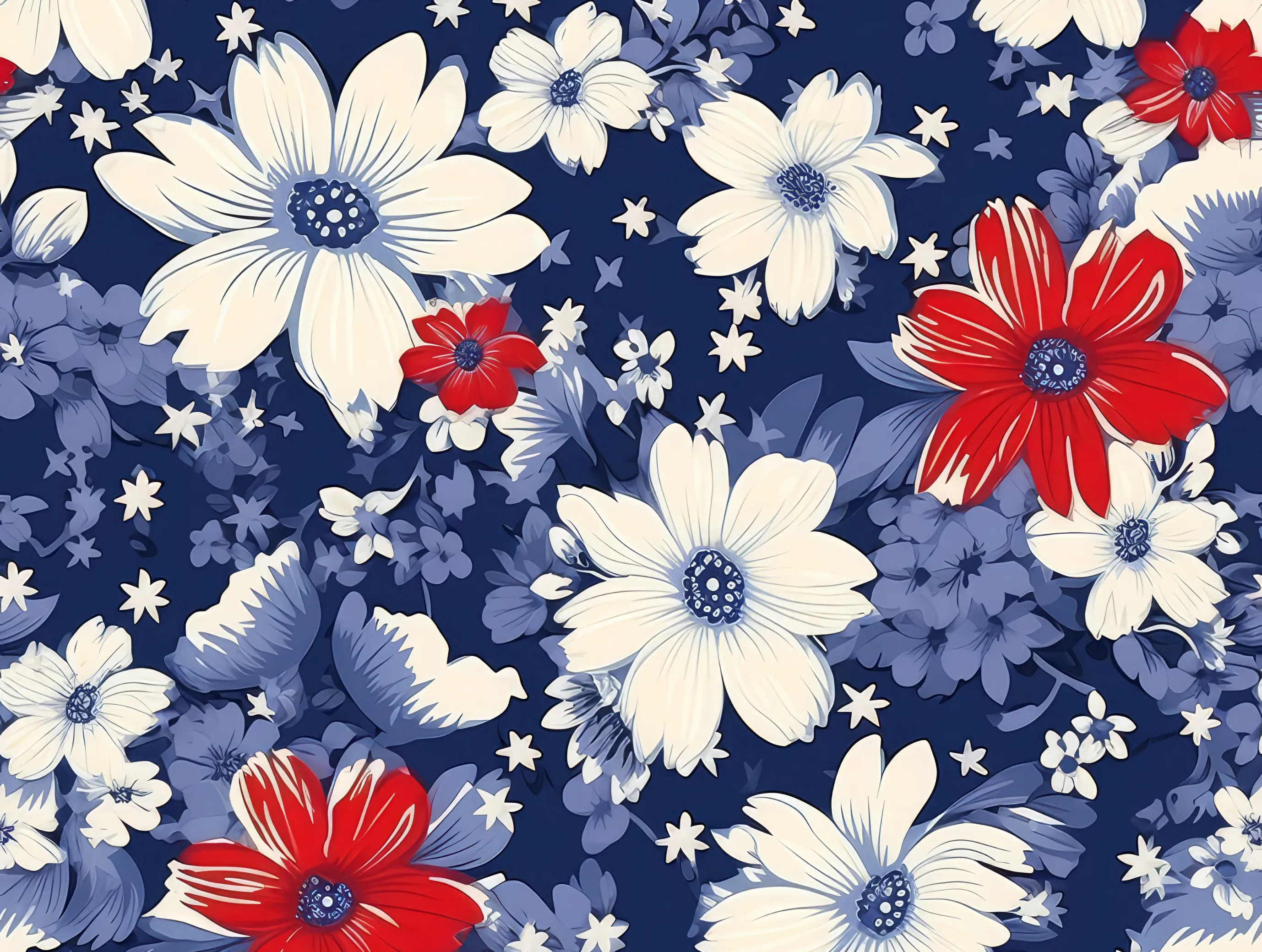 Navy Blue with Red and White Flowers 40 oz Tumbler