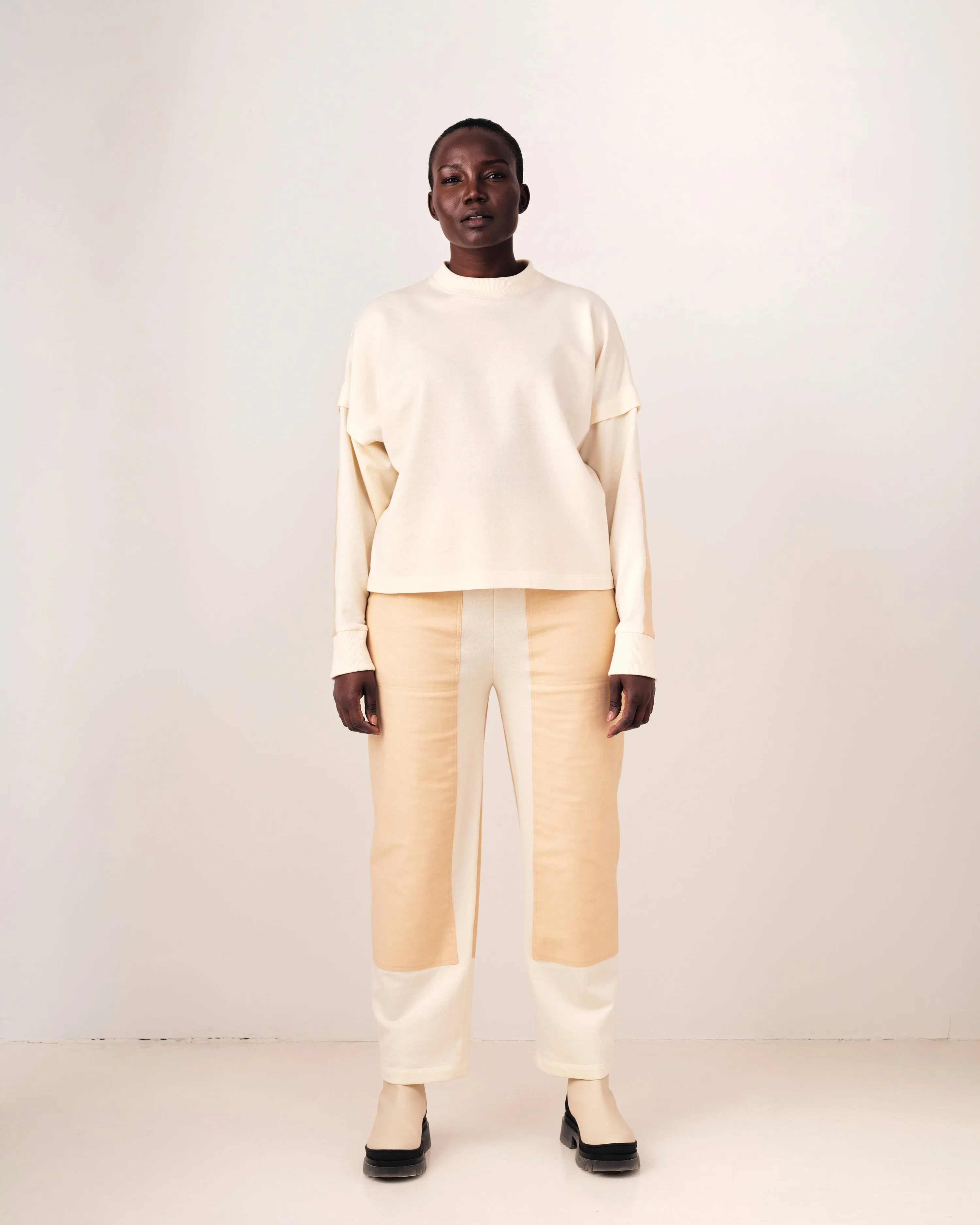 PERKO beige top - M/L (2) with small stain at front