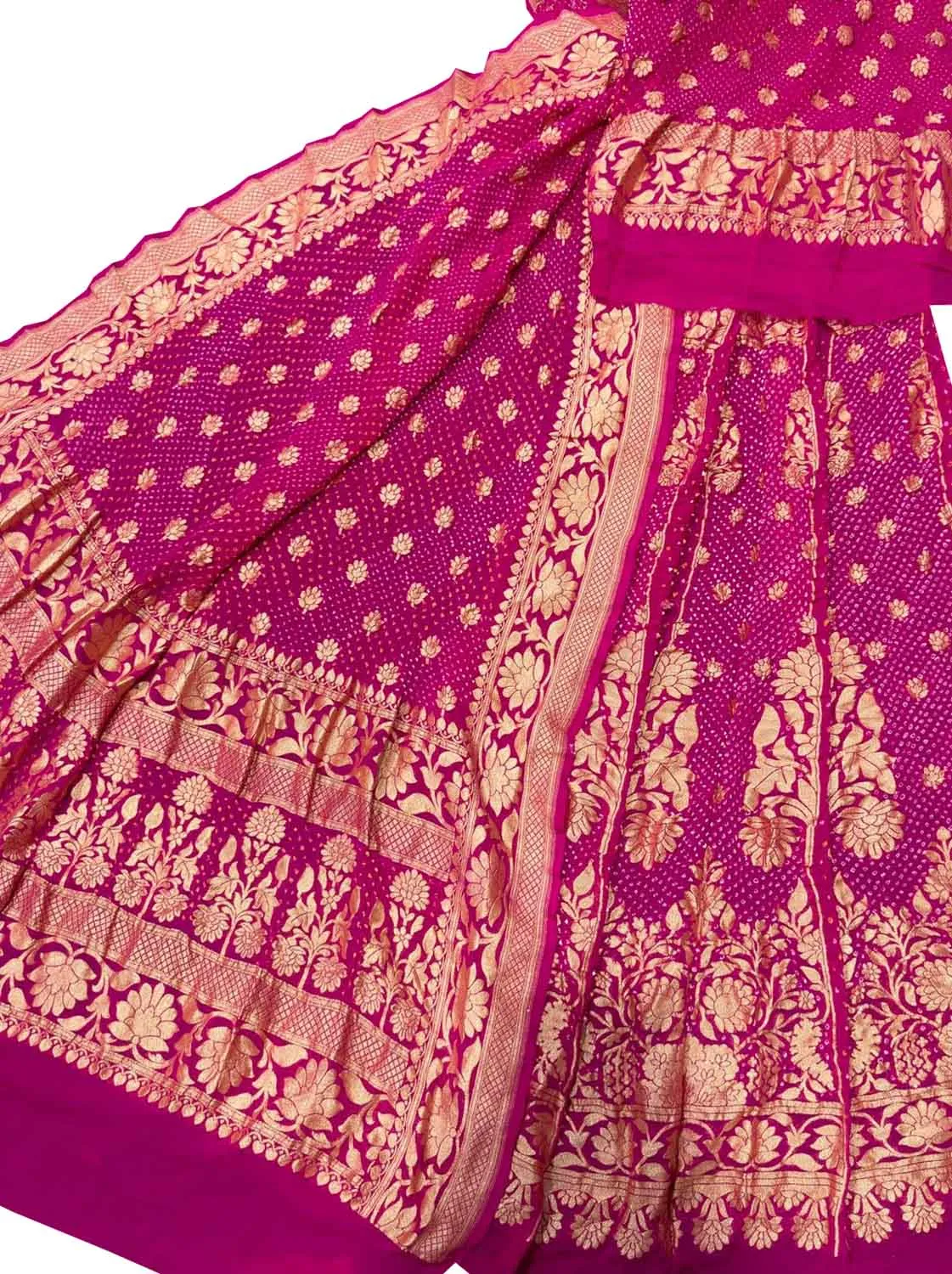 Pink Banarasi Bandhani Georgette Lehenga Set