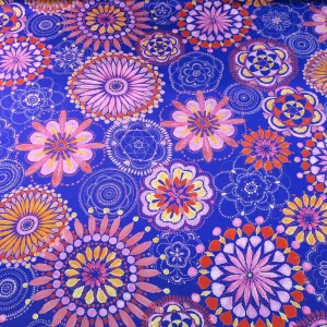 Purple and Pink Floral Kaleidoscope Printed Silk Charmeuse