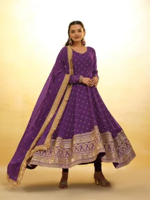 Purple Georgette ready-to-wear salwar suit with dupatta