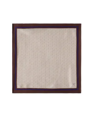 Rare Rabbit Men's Noaa Beige Silk Fabric Monogram Print Pocket Square