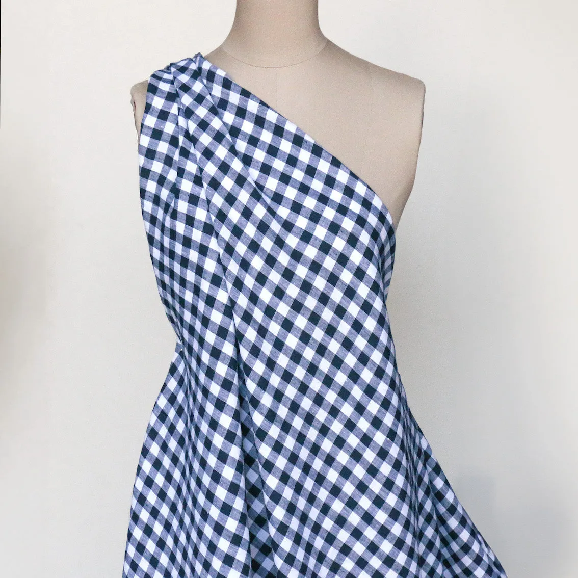 Remnant of Uma Check Navy - Gingham Linen