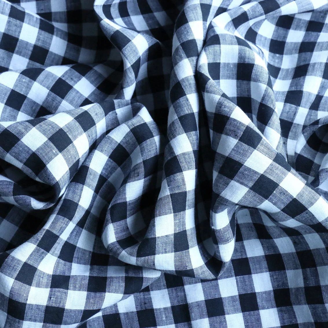 Remnant of Uma Check Navy - Gingham Linen