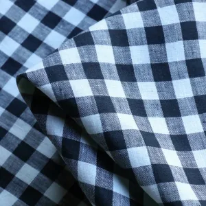 Remnant of Uma Check Navy - Gingham Linen